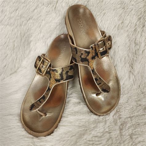 prada thong sandals gold|prada platform sandals outlet.